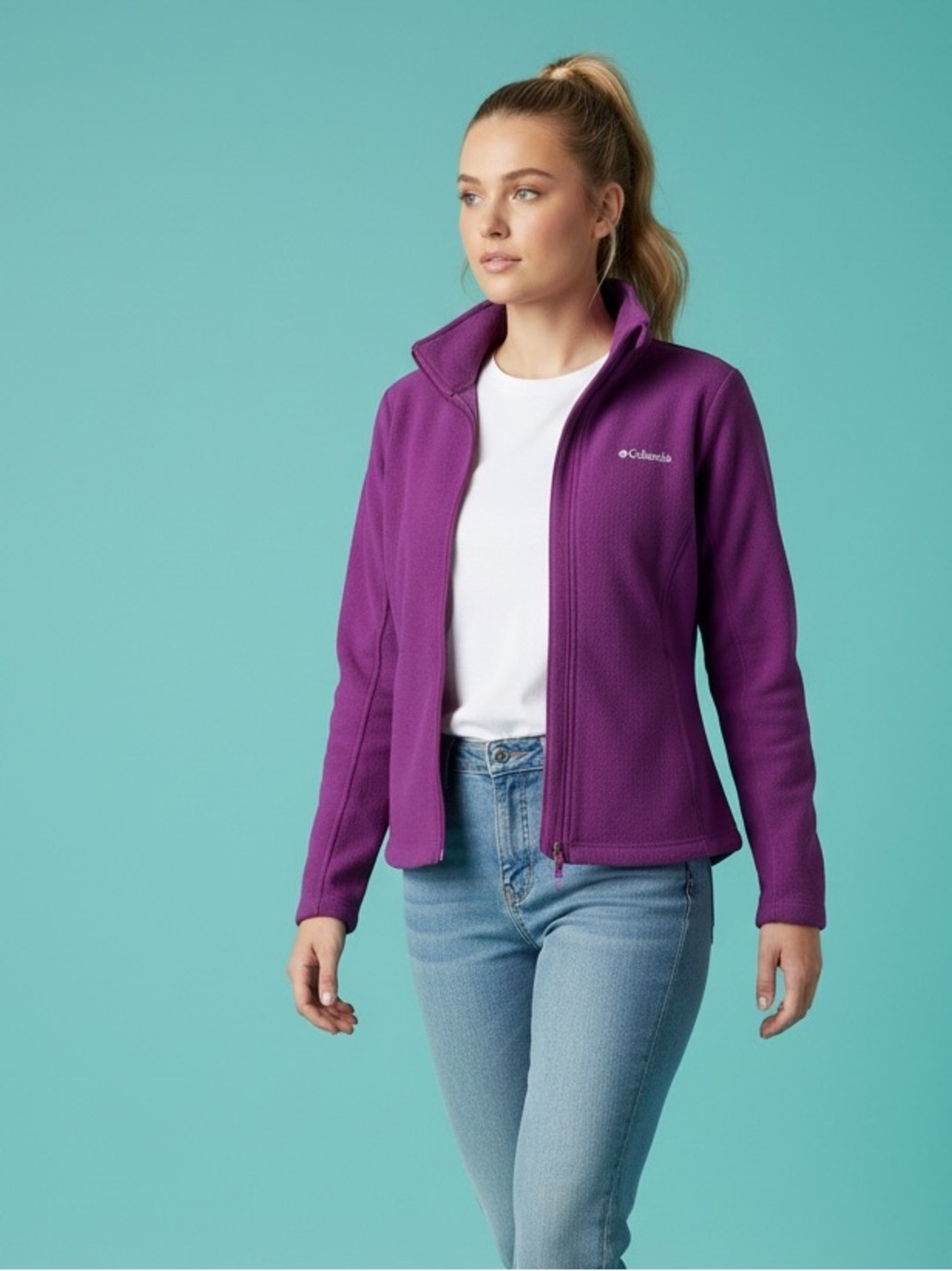 Columbia Omni Heat Fuchsia Zip Front Lightweight Jacket Size S
